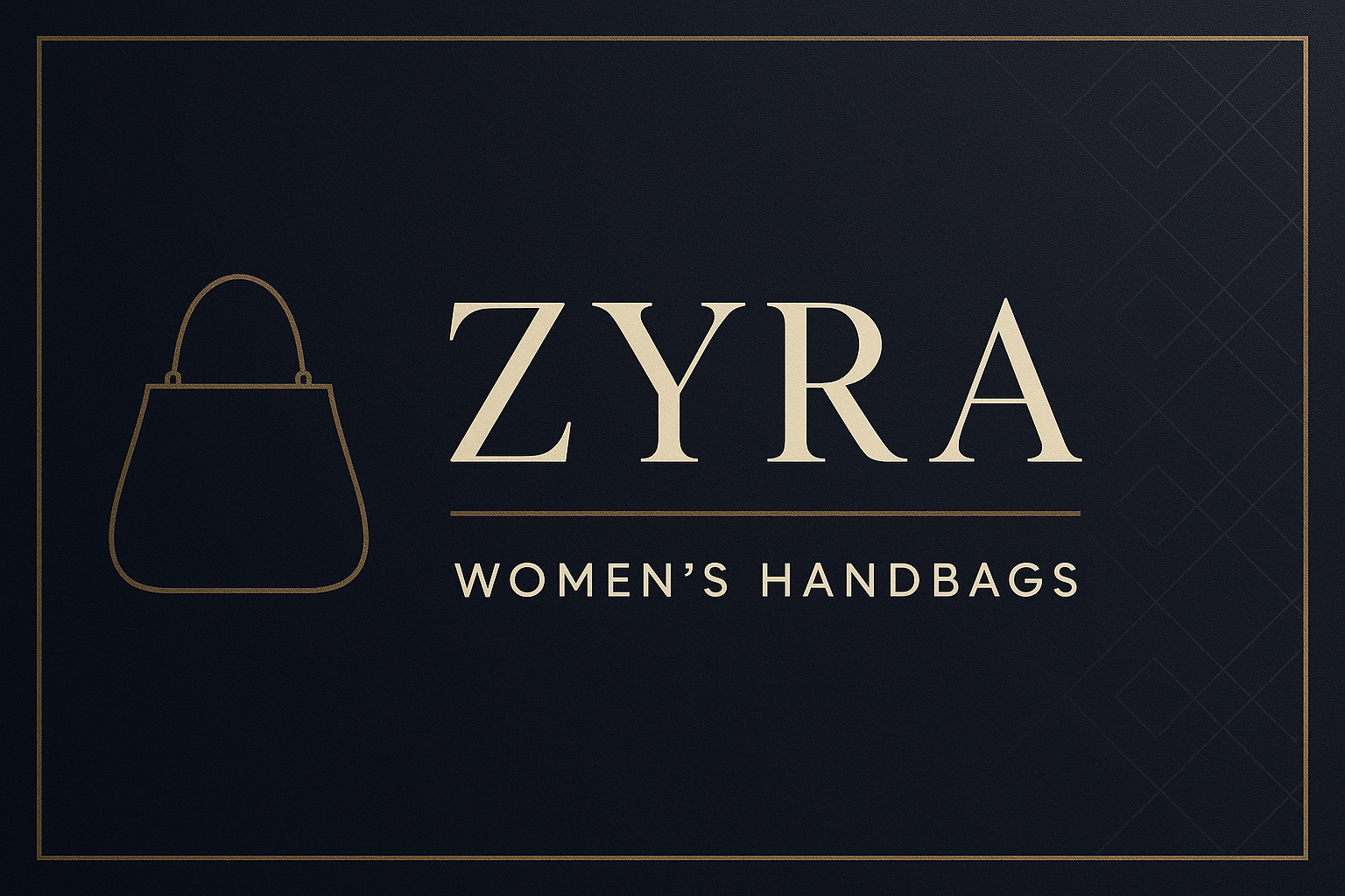 Hazme una imagen para mi banner de tienda de Spotify con el nombre de la tienda Zyra con colores formales para la venta de bolsas para mujer y que se vea elegante y de lujo y transmita elegancia